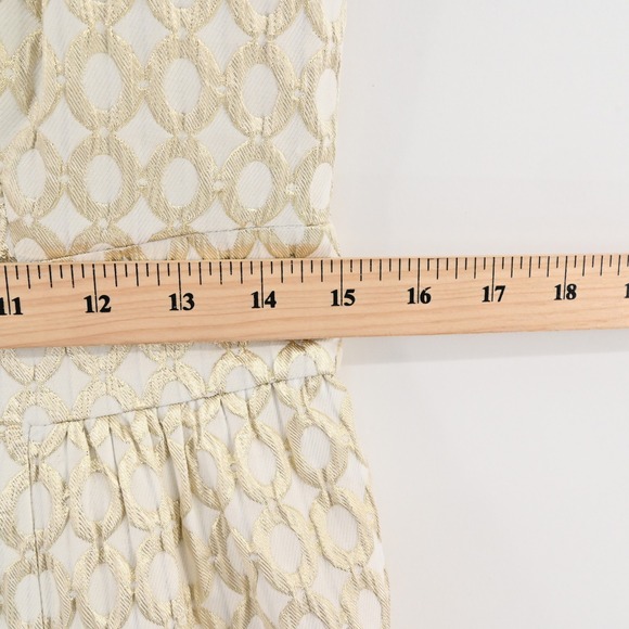 Ralph Lauren Metallic Pleated Dress Size 6 Gold Fit Flare Sleeveless Party LRL - Picture 6 of 14